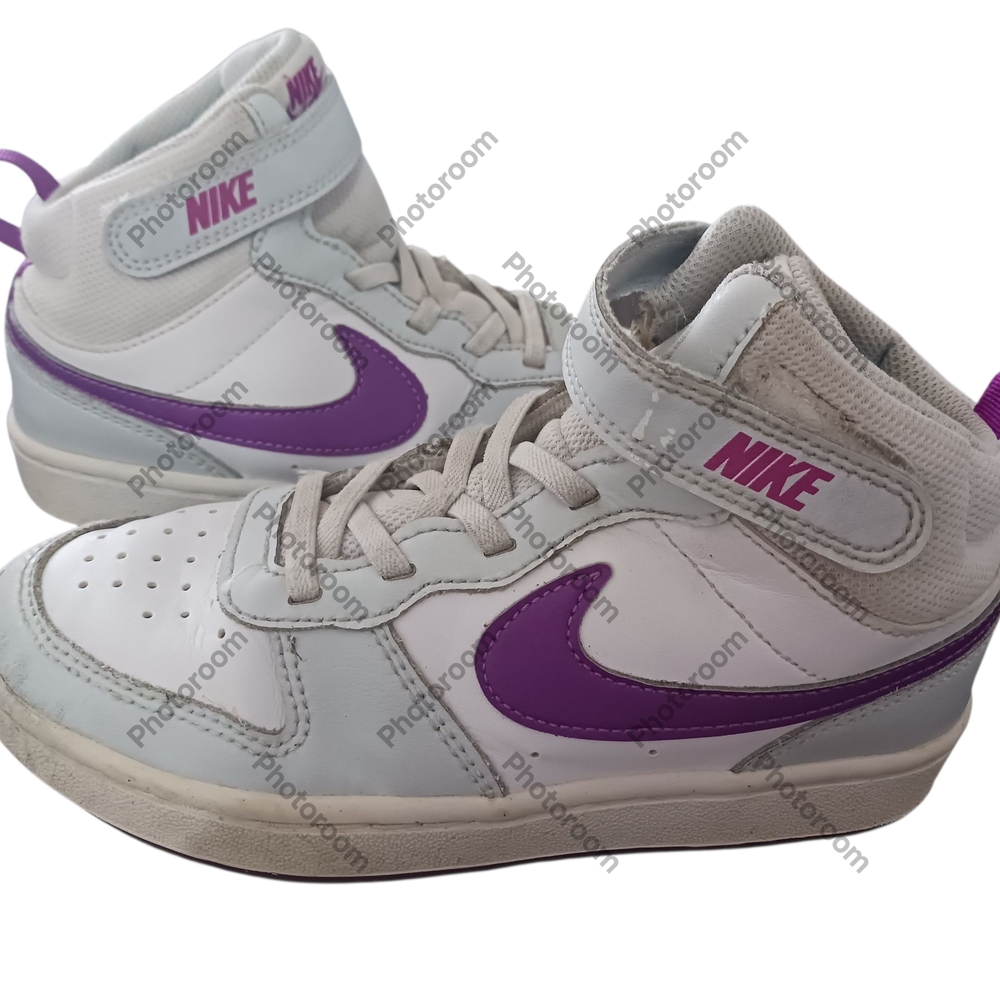 Nike White and Purple High-Top Sneakers